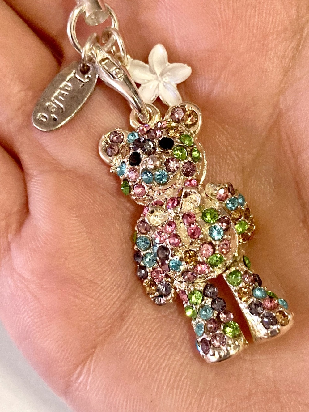 Laule’a Hawaii Multicolor Crystal Teddy Bear phone Charm accessory NWOT